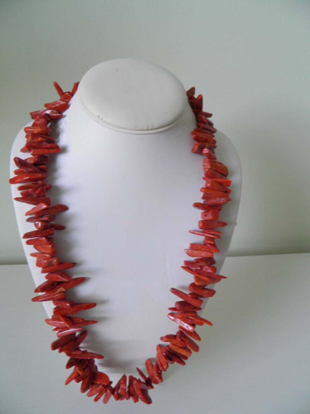 Natural Coral Sticks necklace 26" long